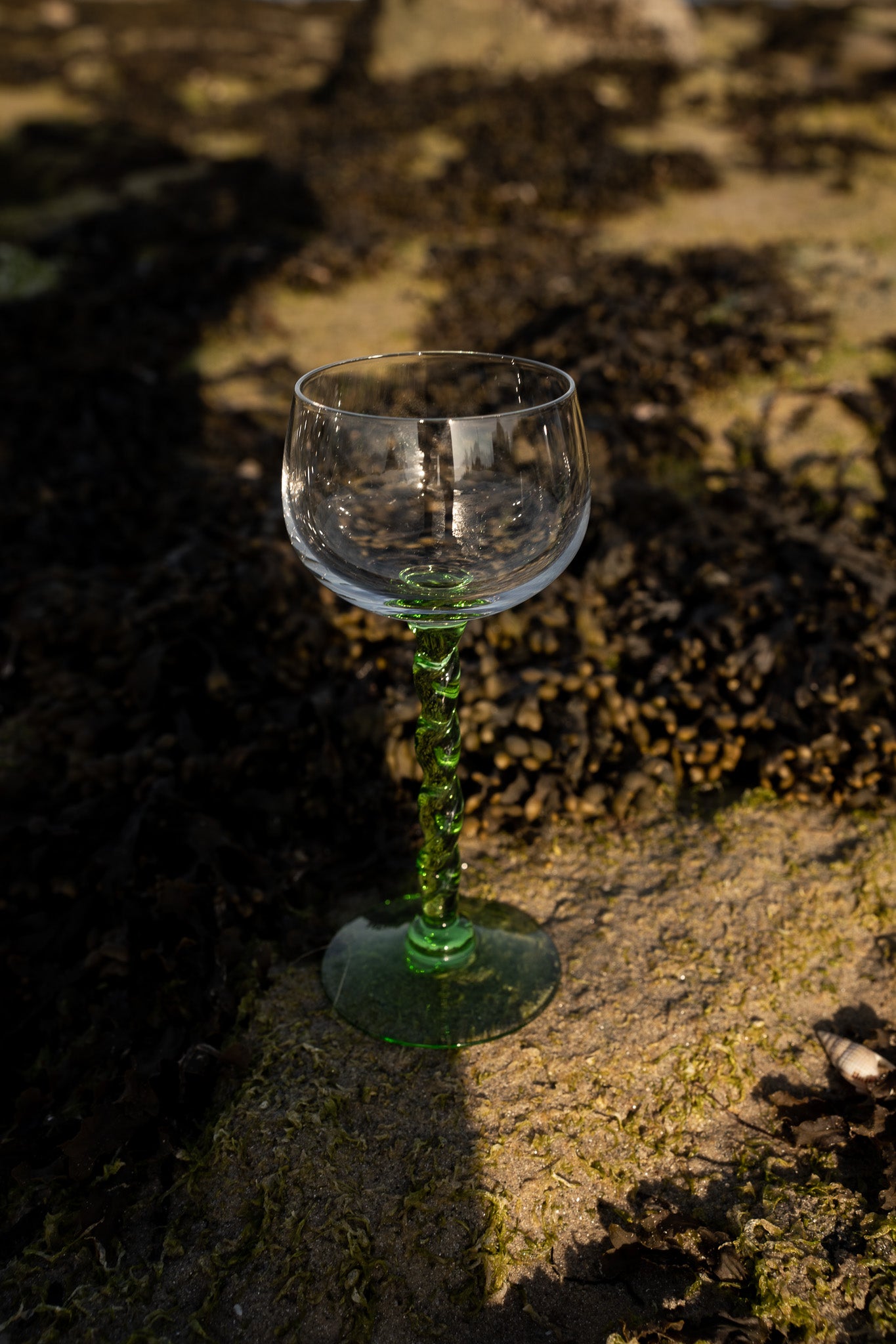 Set van 6 wijnglazen groen