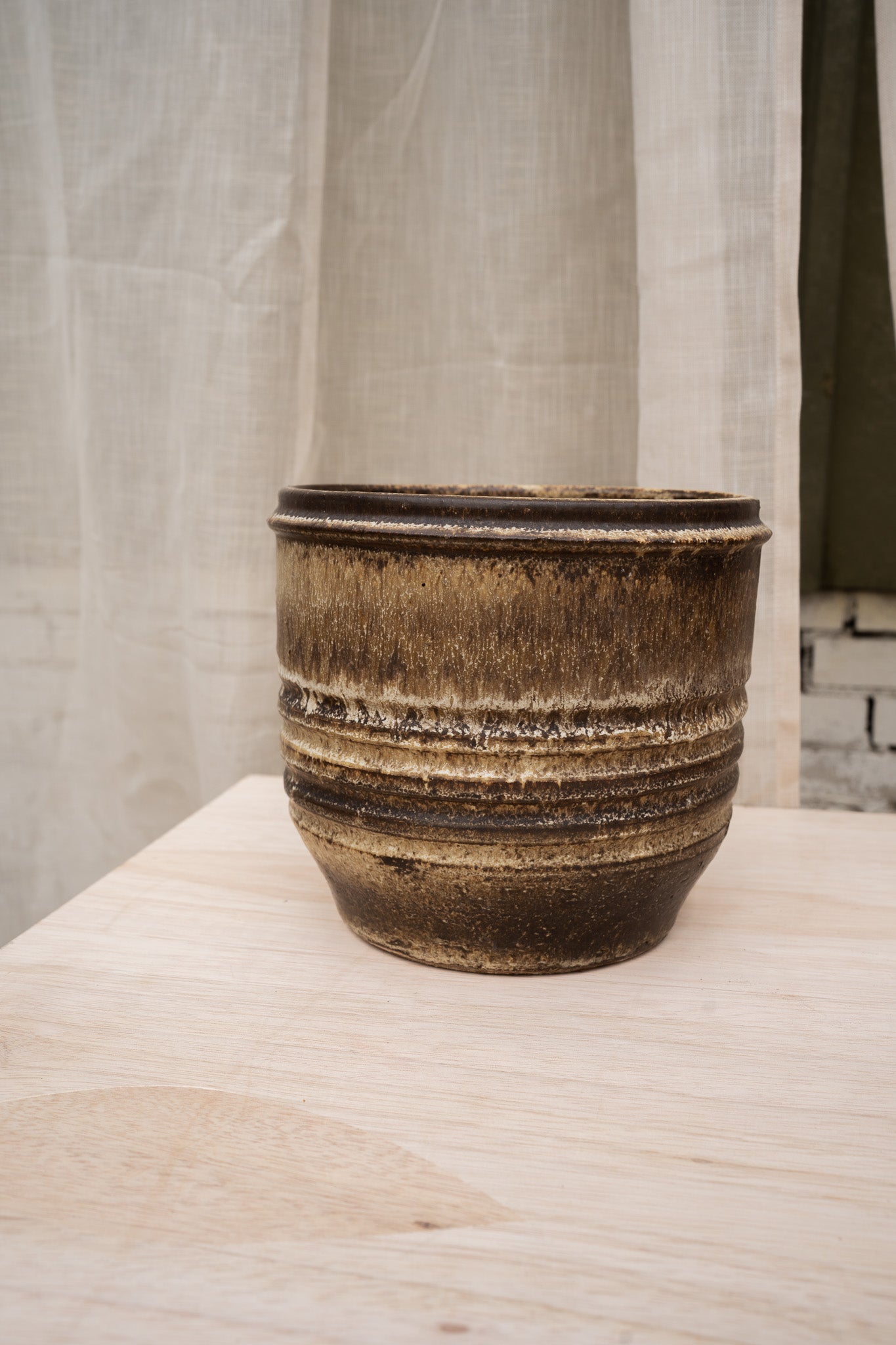 Keramieken Vintage bloem/plantpot