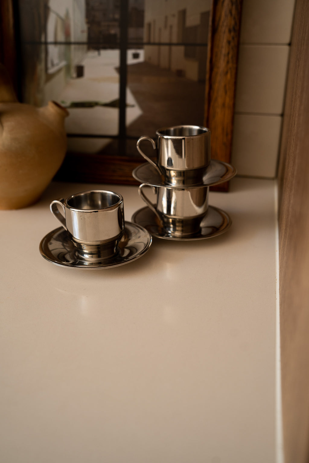 Set of 3 RVS  espresso cups