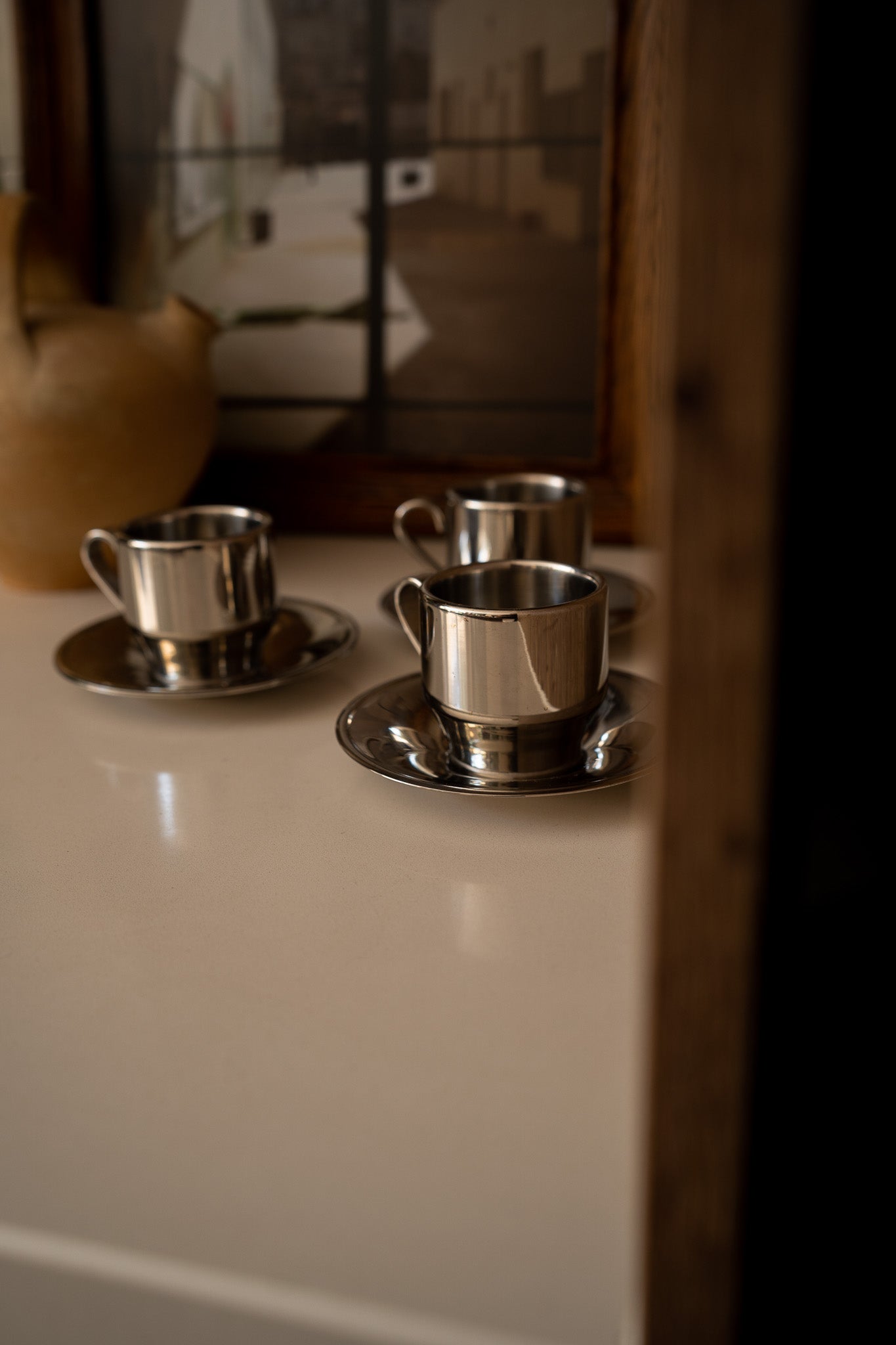 Set of 3 RVS  espresso cups