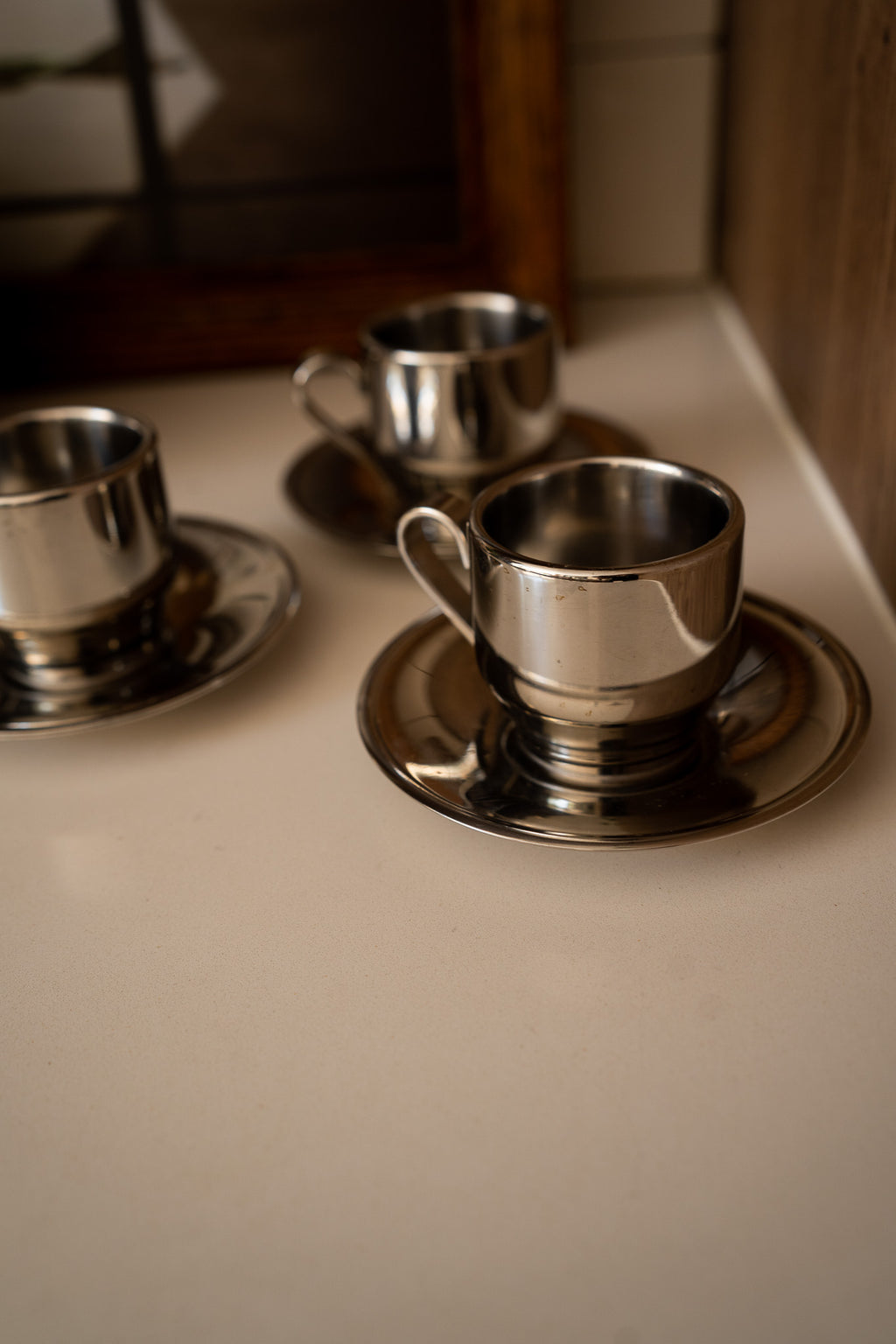 Set of 3 RVS  espresso cups