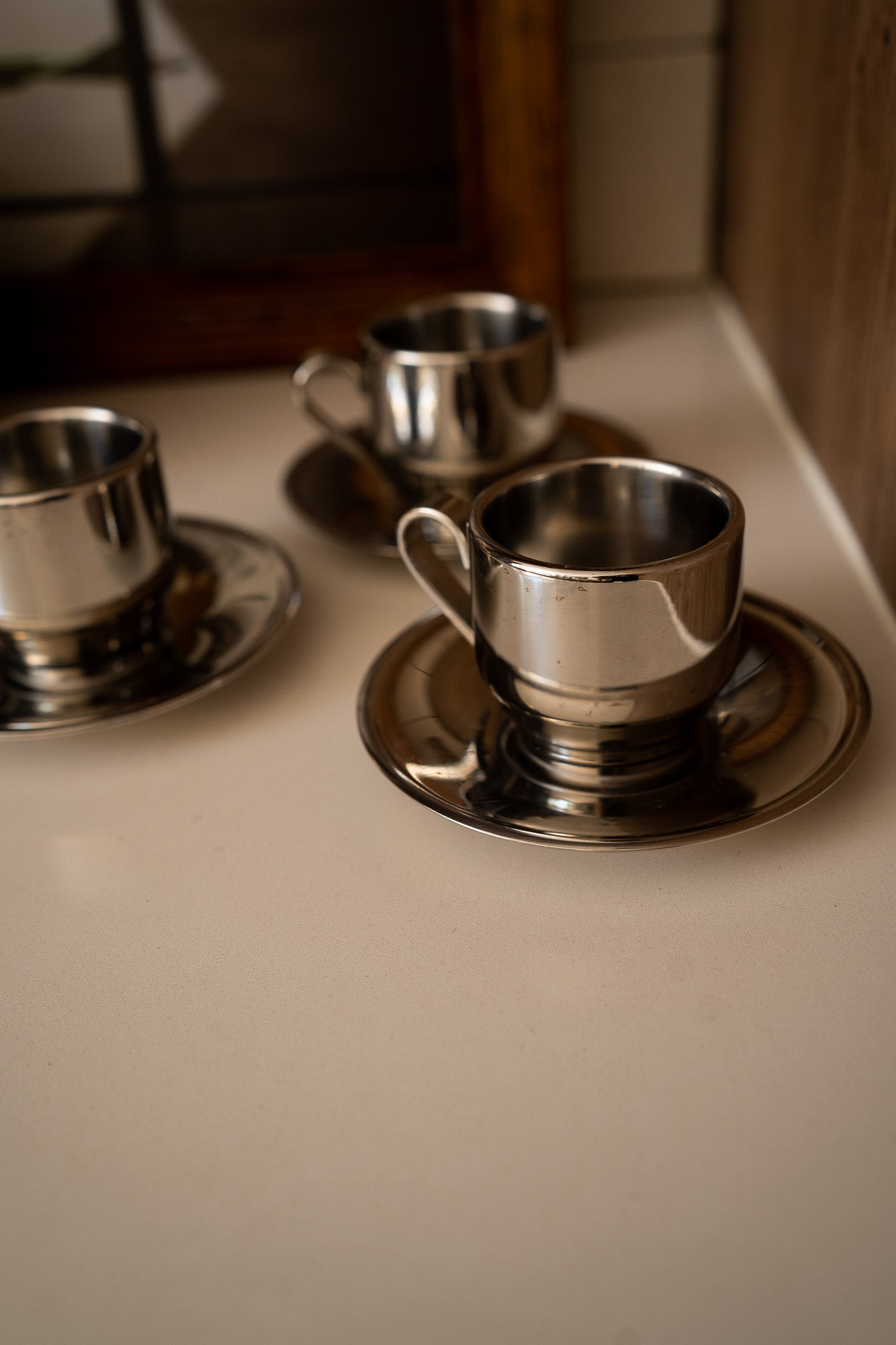 Set of 3 RVS  espresso cups