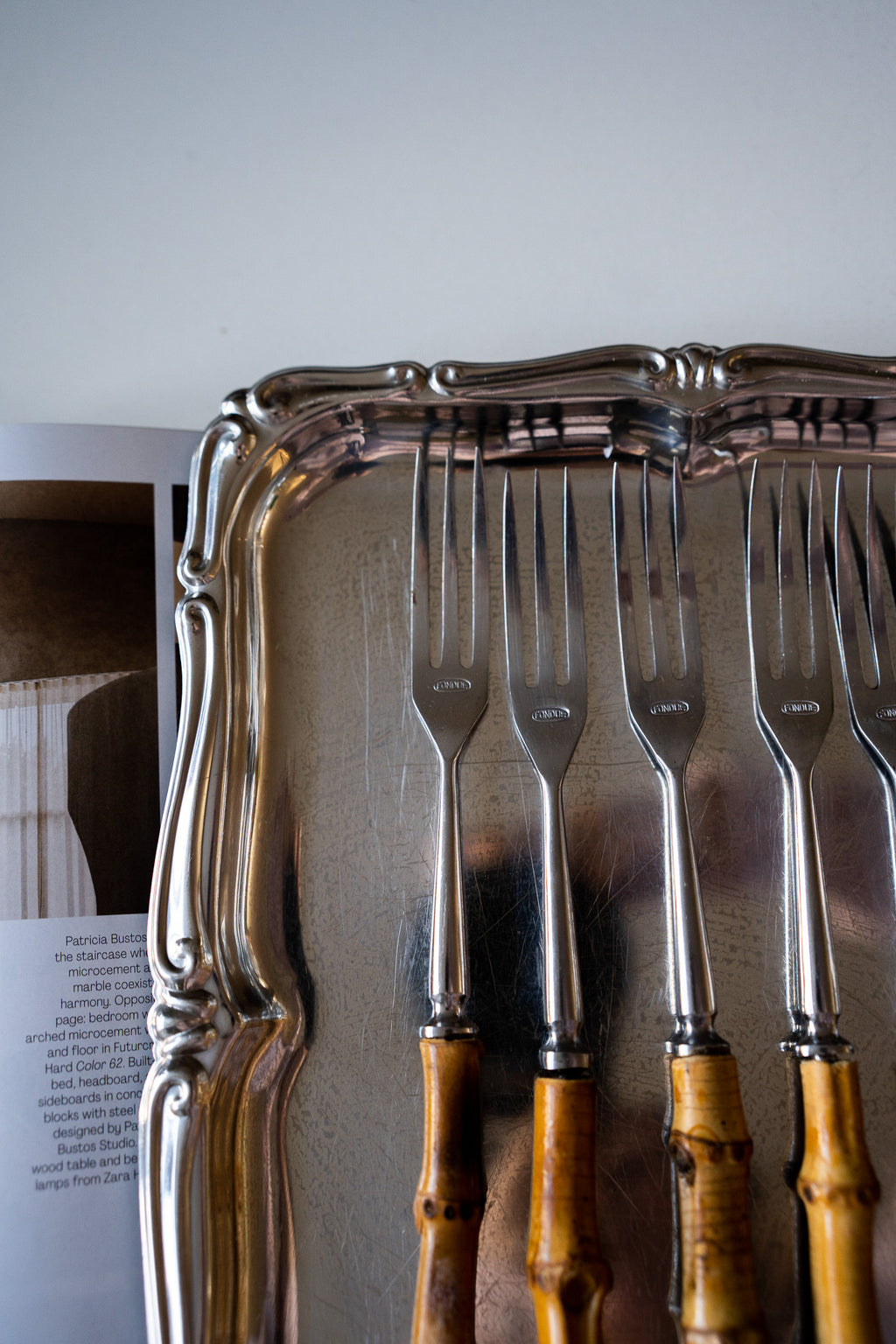 Set van 6 bamboe fondue vorken