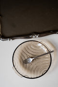 set van 8 kleine bordjes rookglas