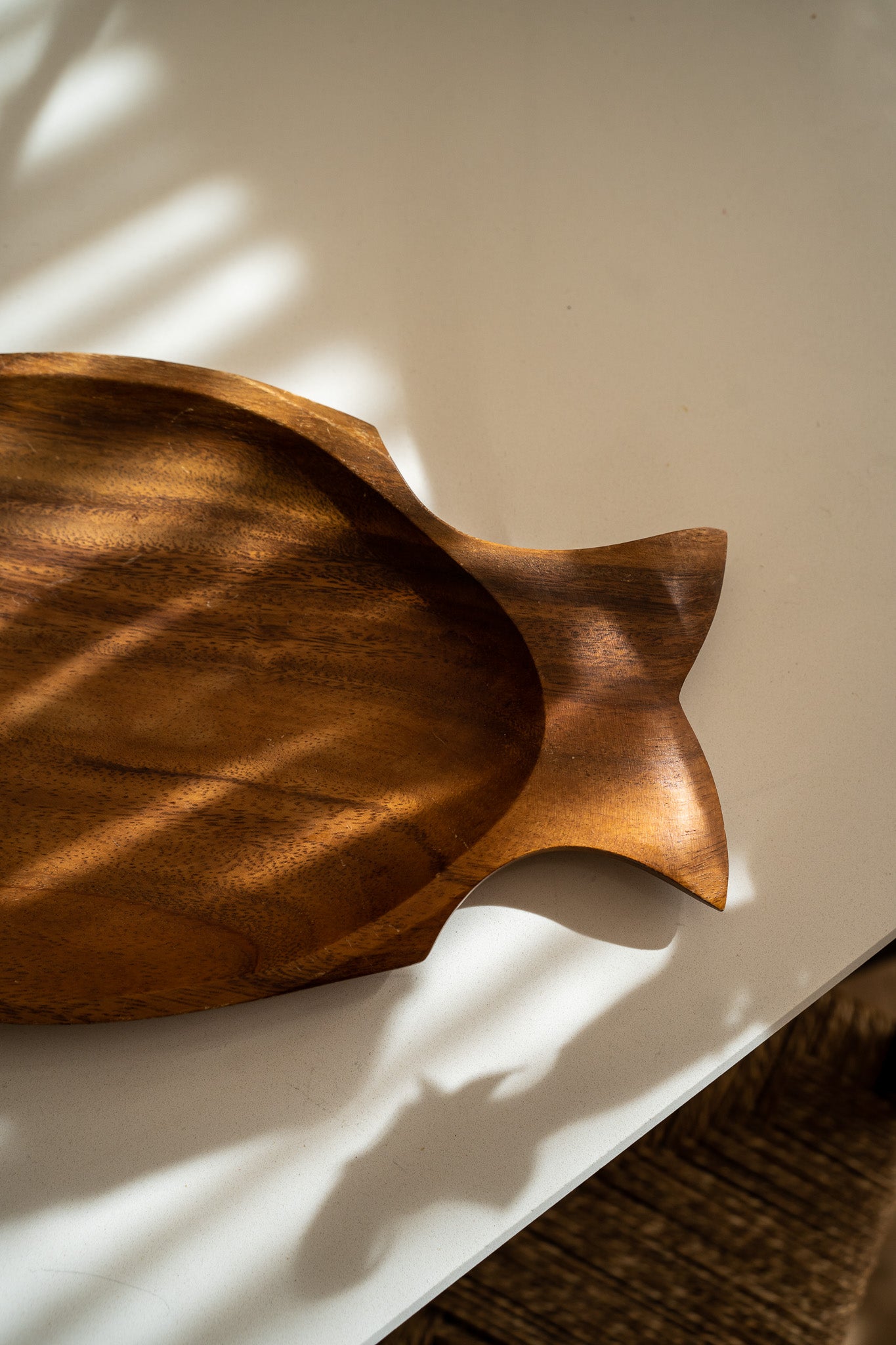 Houten vis schaal