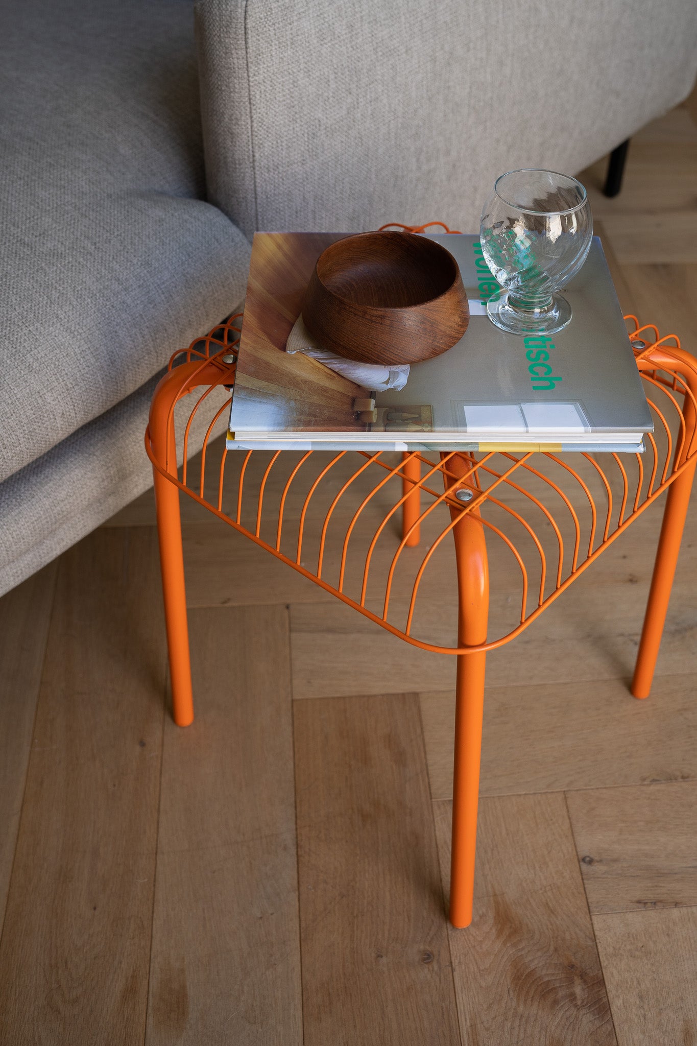 Vintage Ikea oranje Vasteron metalen kruk