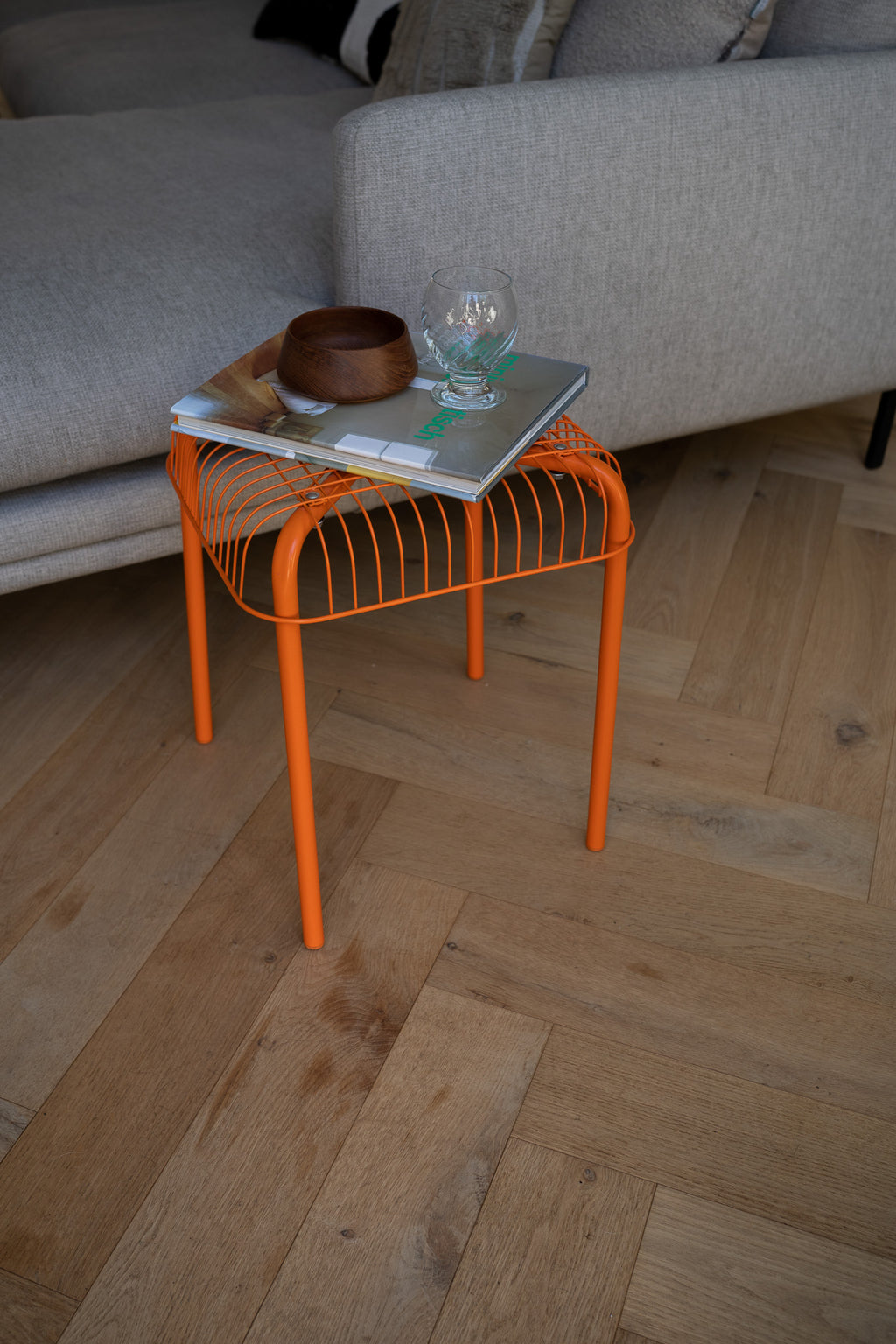 Vintage Ikea oranje Vasteron metalen kruk