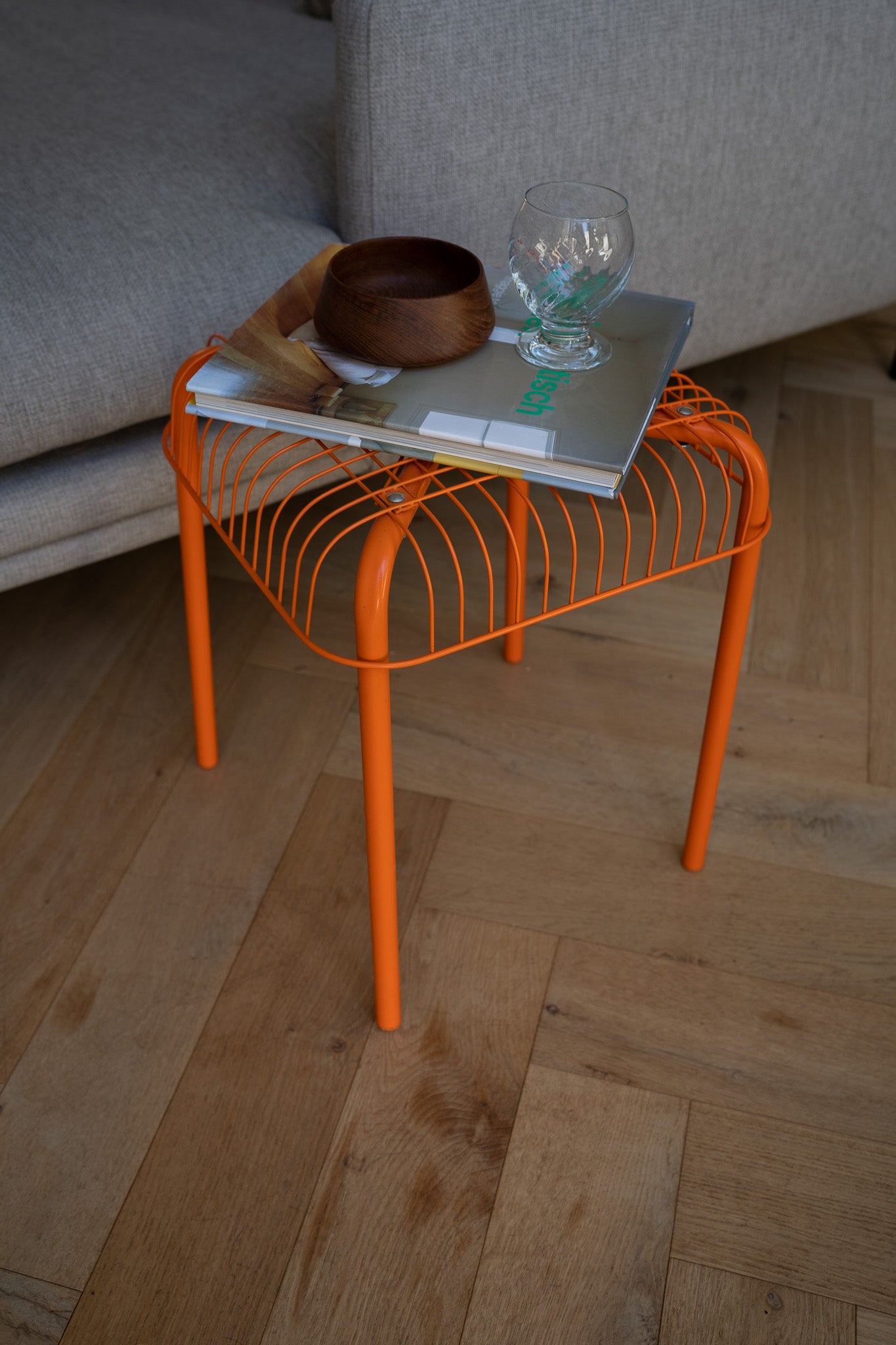 Vintage Ikea oranje Vasteron metalen kruk
