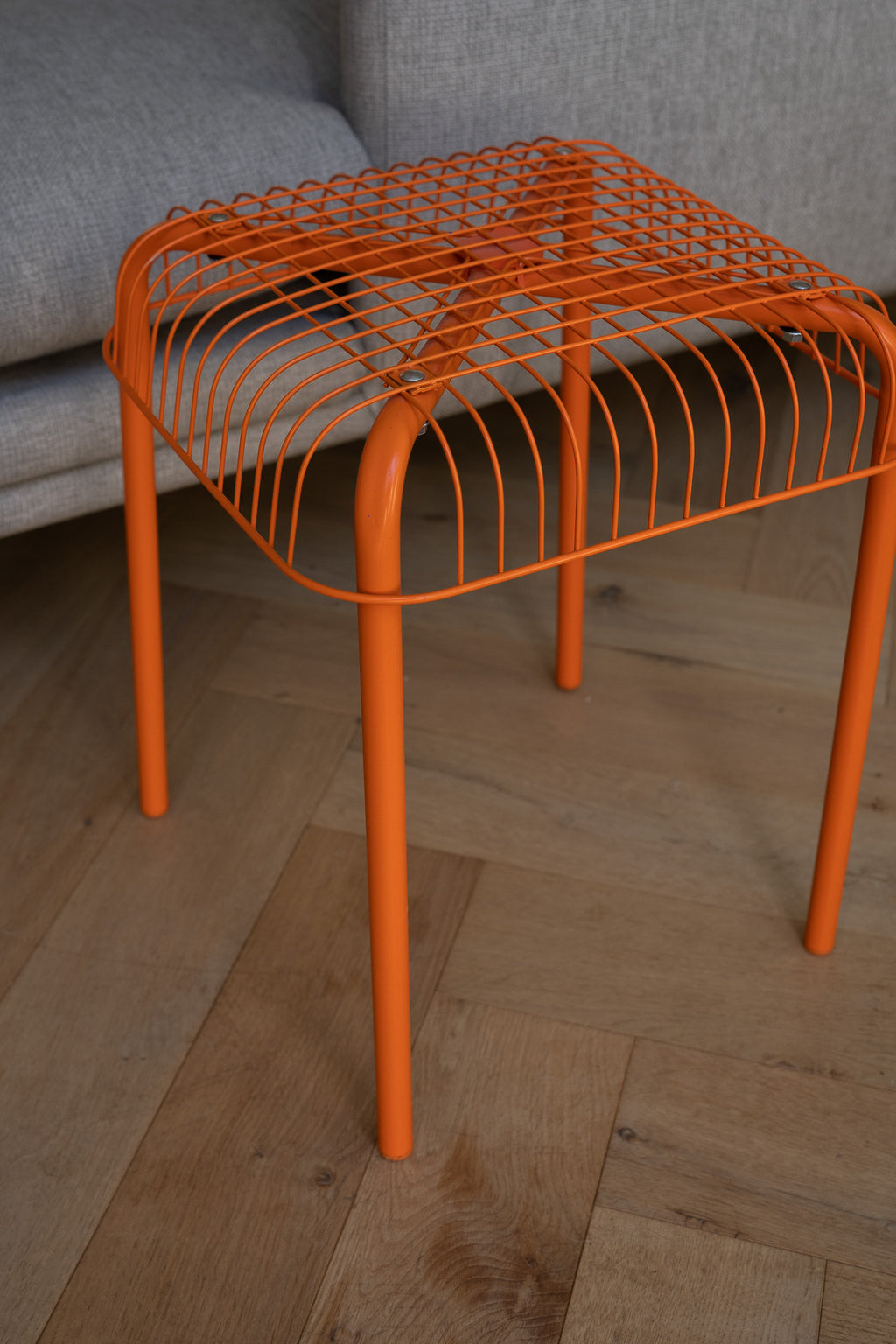 Vintage Ikea oranje Vasteron metalen kruk