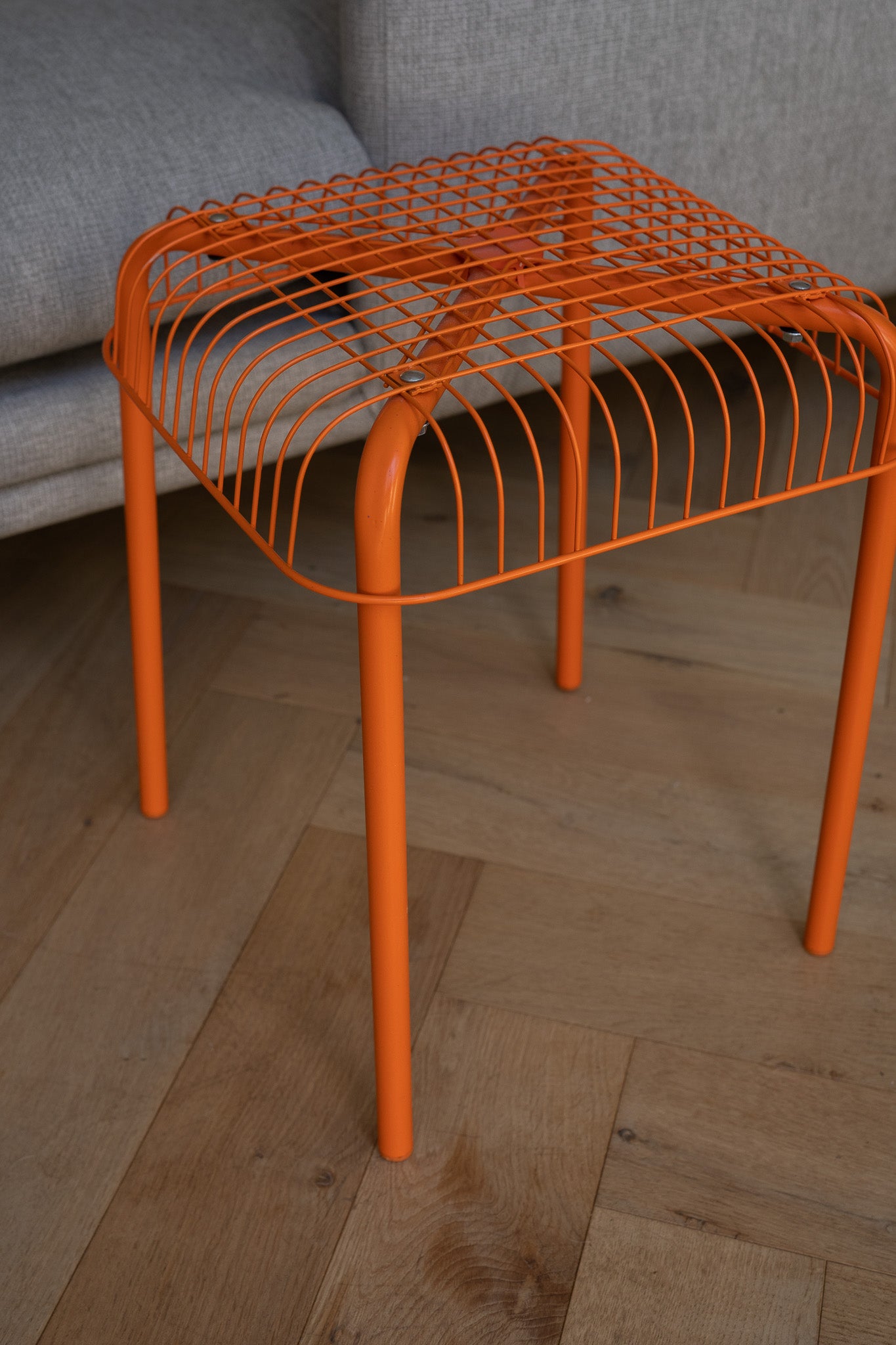 Vintage Ikea oranje Vasteron metalen kruk