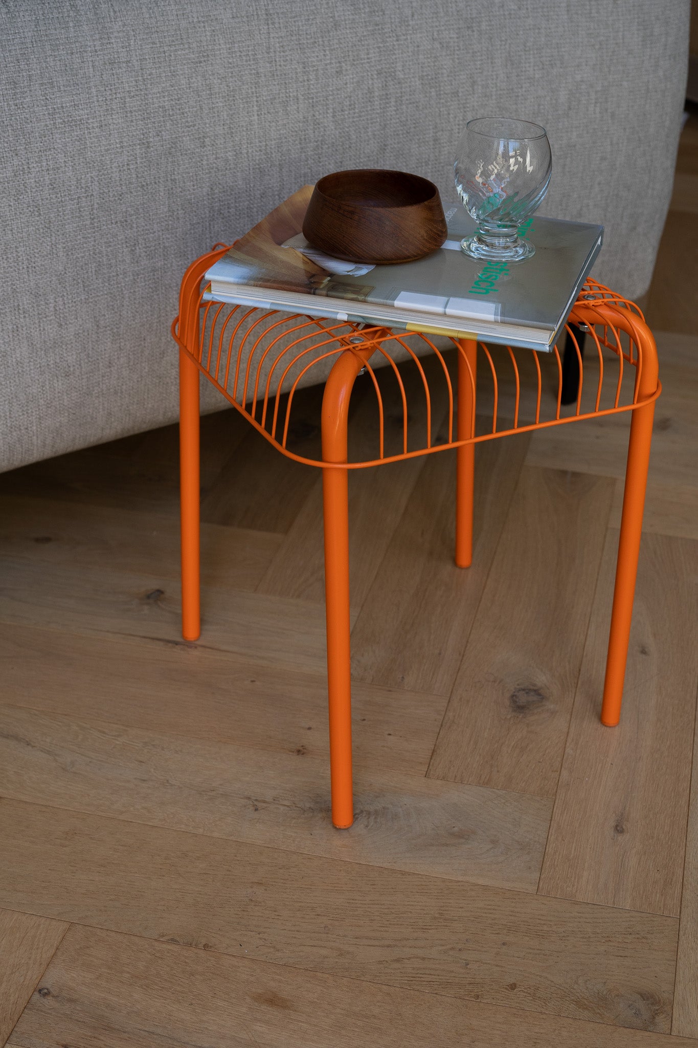 Vintage Ikea oranje Vasteron metalen kruk