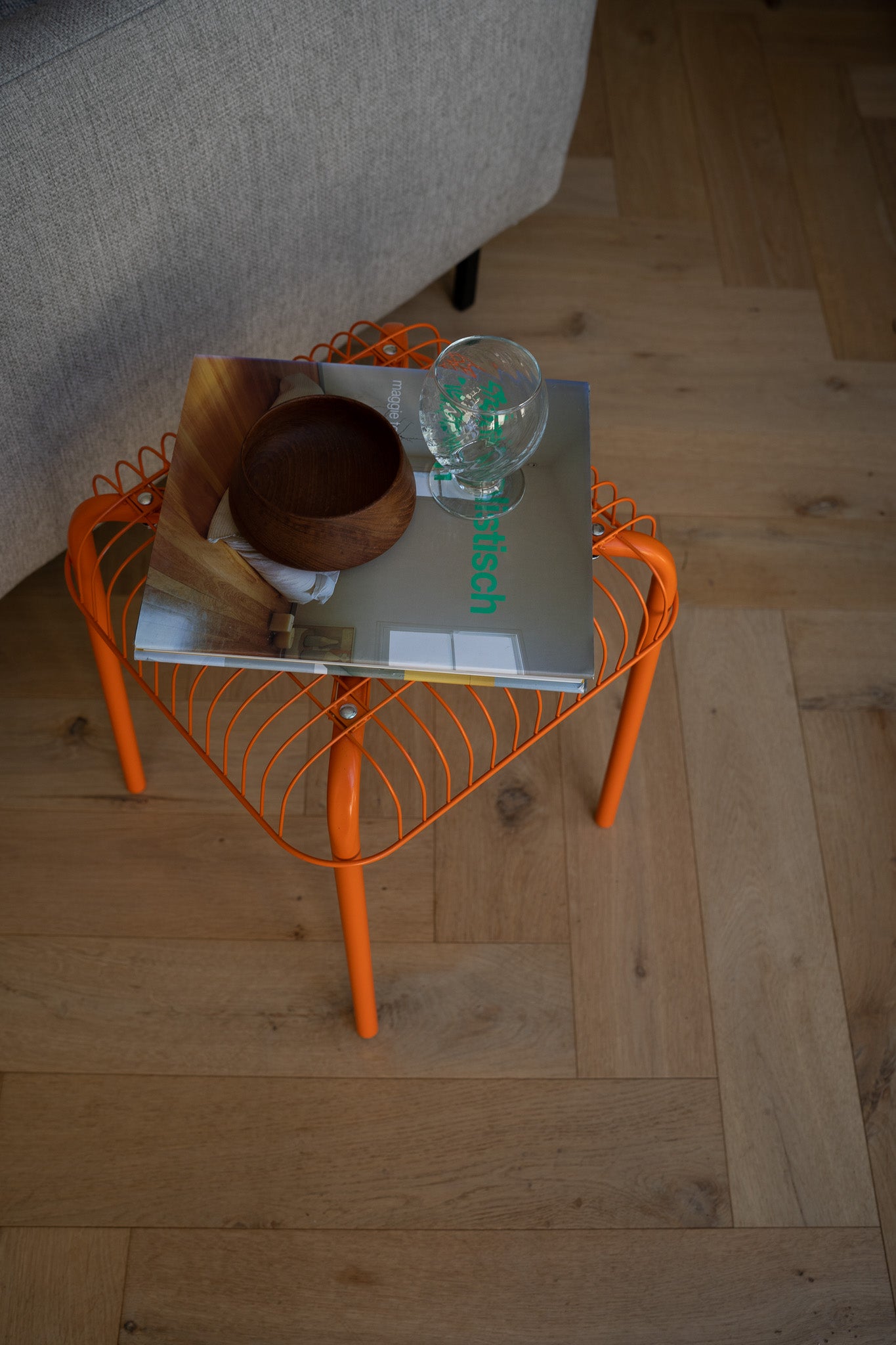 Vintage Ikea oranje Vasteron metalen kruk