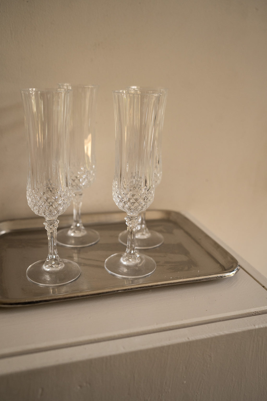 4 vintage champagneglazen Cristal D'Arques Longchamp-glazen