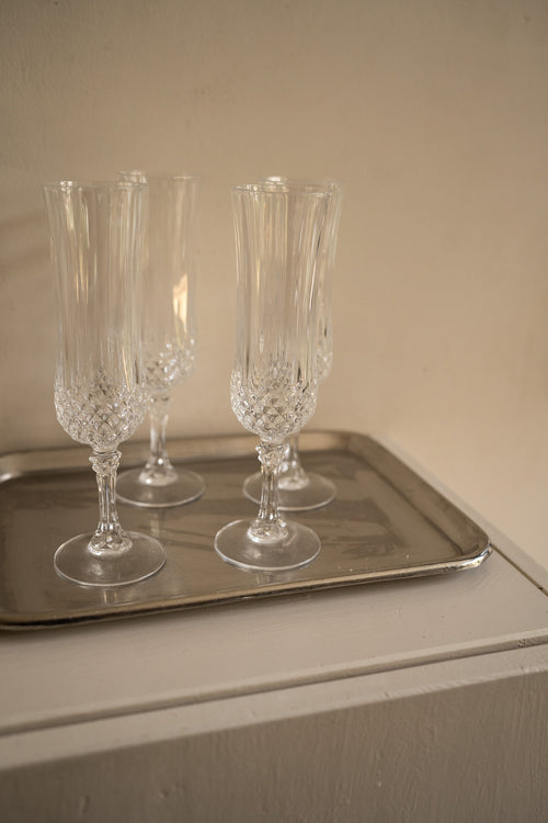 4 vintage champagneglazen Cristal D'Arques Longchamp-glazen