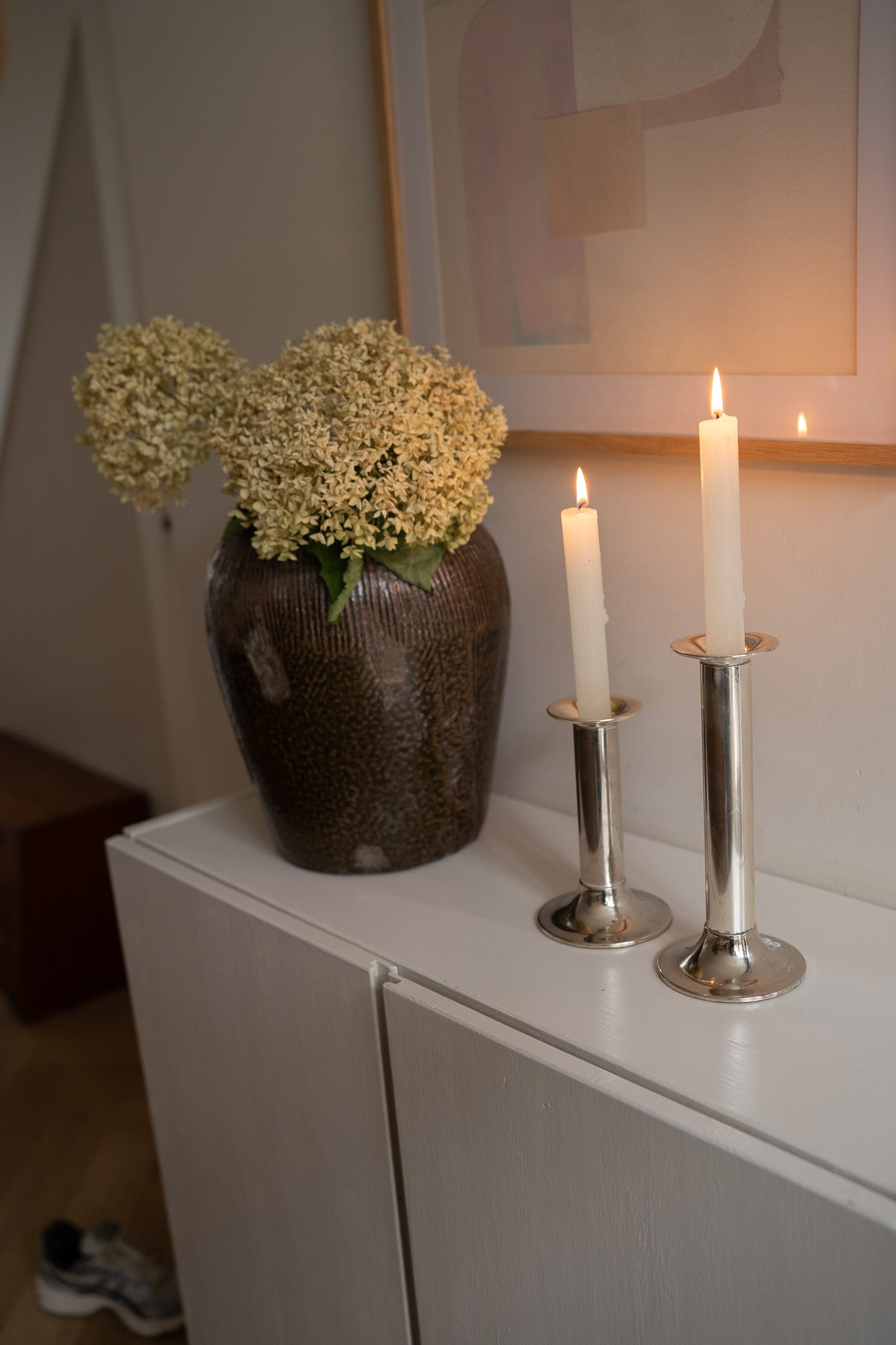 Set  verzilverde kandelaren