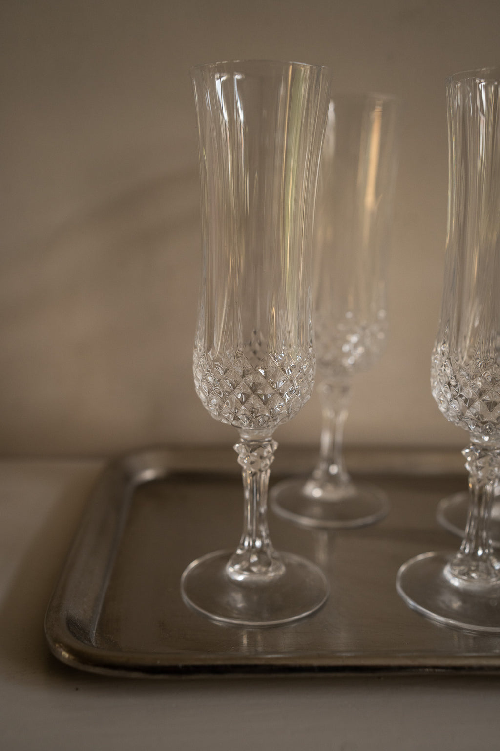 4 vintage champagneglazen Cristal D'Arques Longchamp-glazen