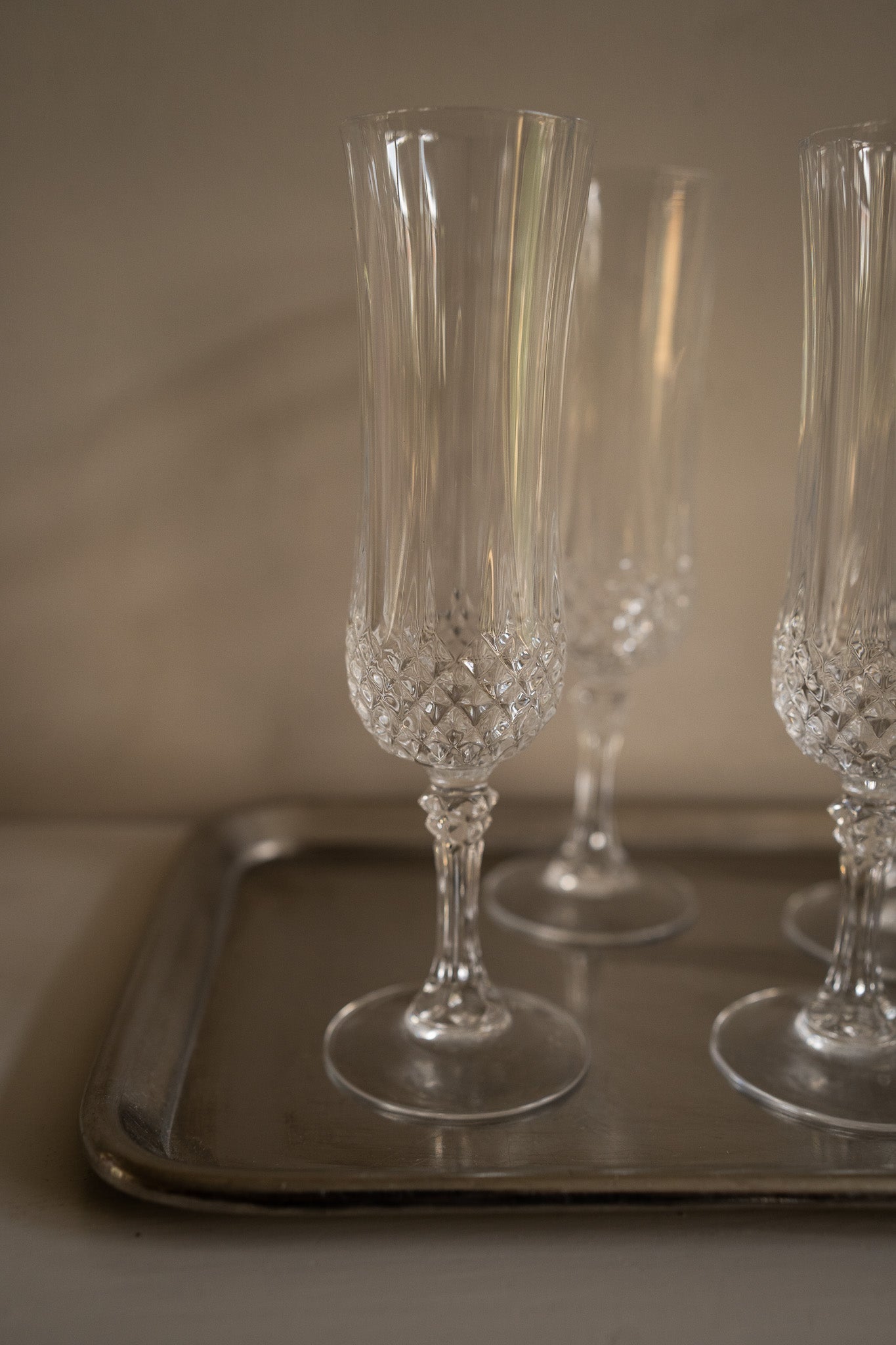 4 vintage champagneglazen Cristal D'Arques Longchamp-glazen