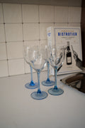 Set van 4 wijnglazen met blauwe voet