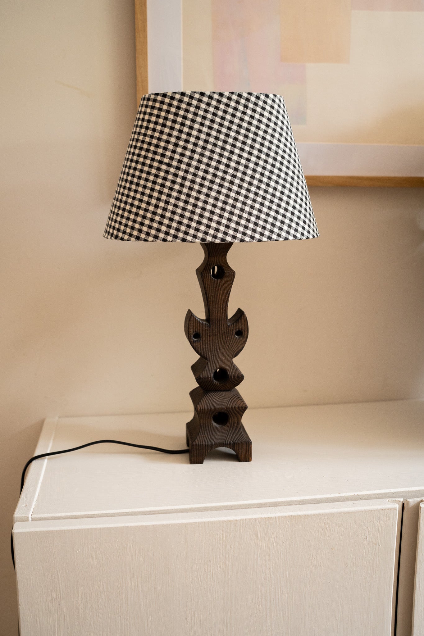 Lamp met geruite kap