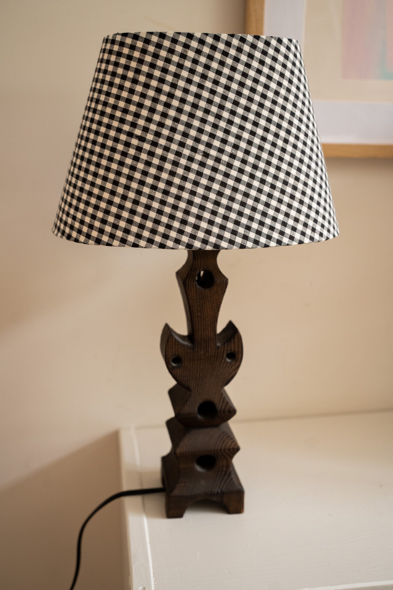 Lamp met geruite kap