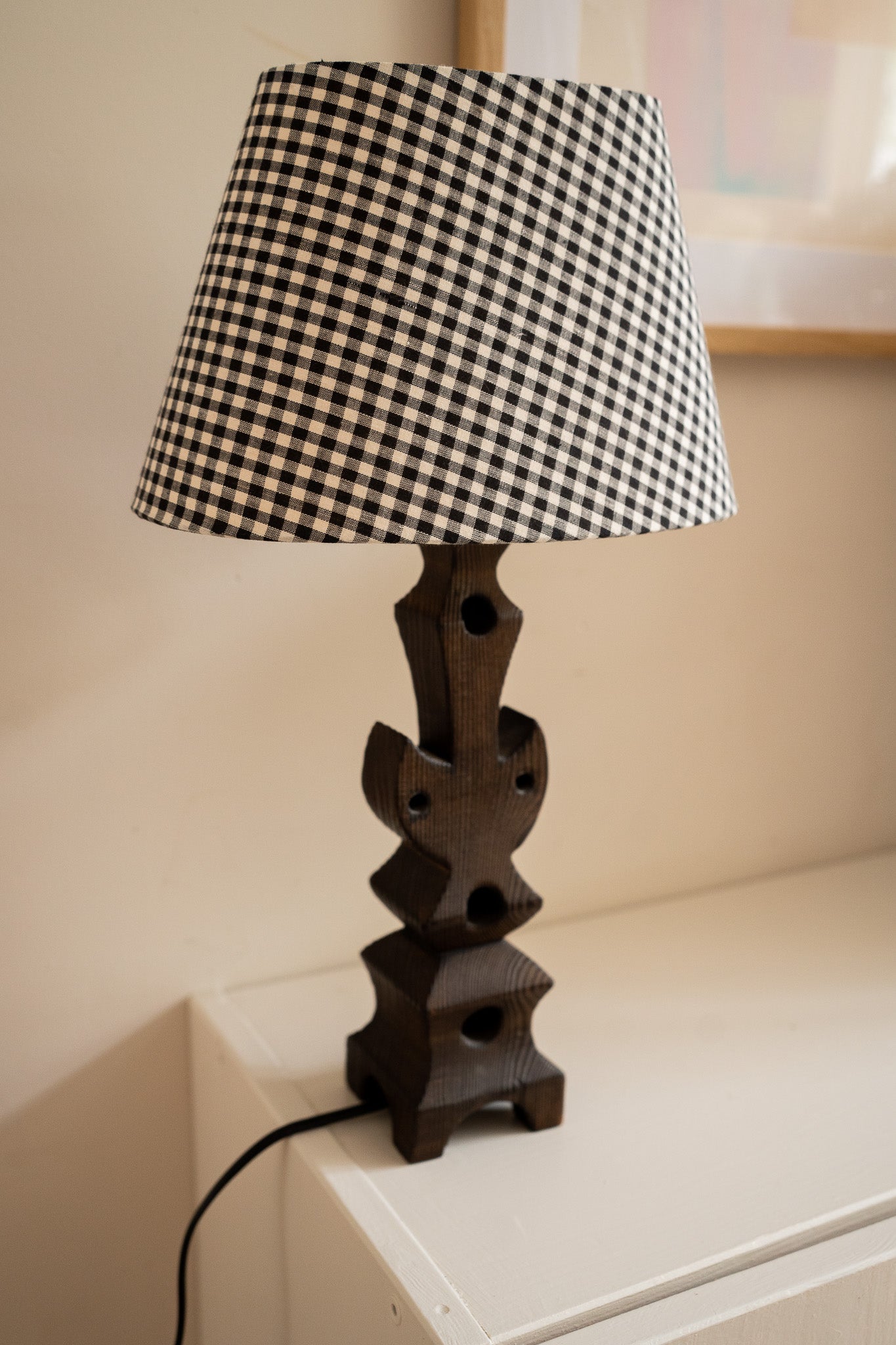 Lamp met geruite kap