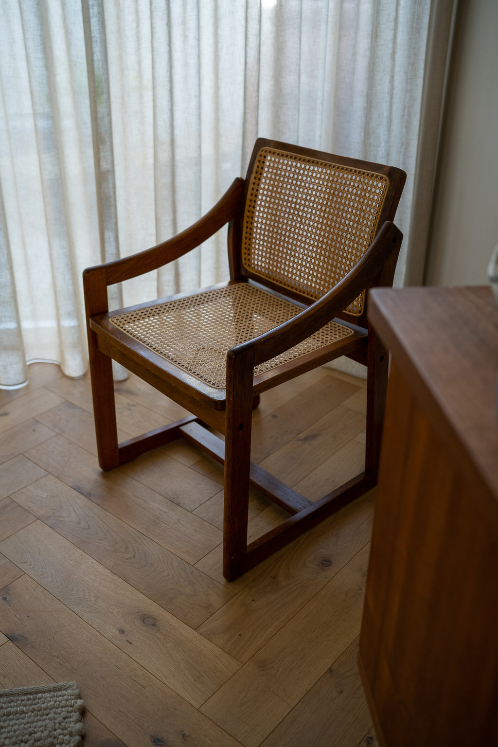 Teakhouten stoel met webbing