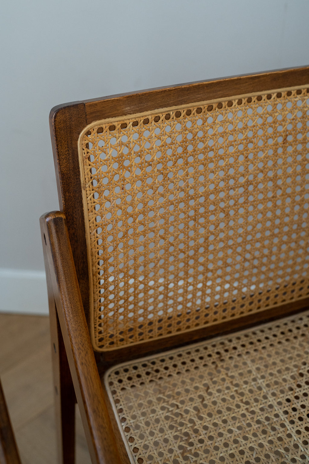 Teakhouten stoel met webbing