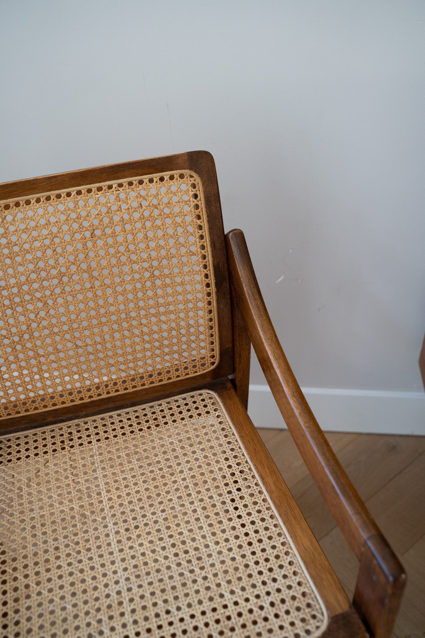 Teakhouten stoel met webbing