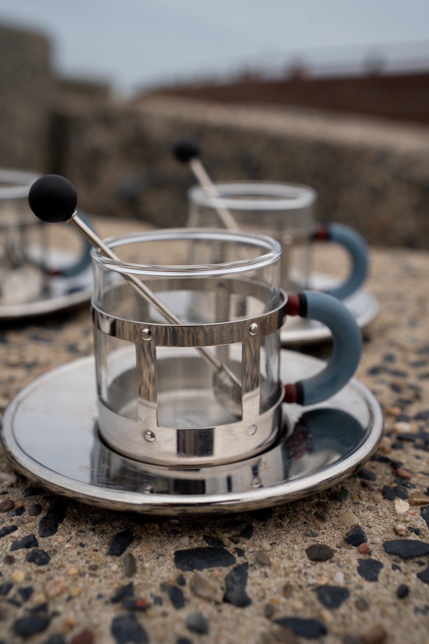 Set van 2 vintage  Alessi MG-espressokop & schotel