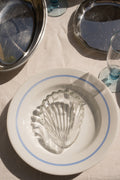 Set van 6 witte diepe borden & blauwe rand