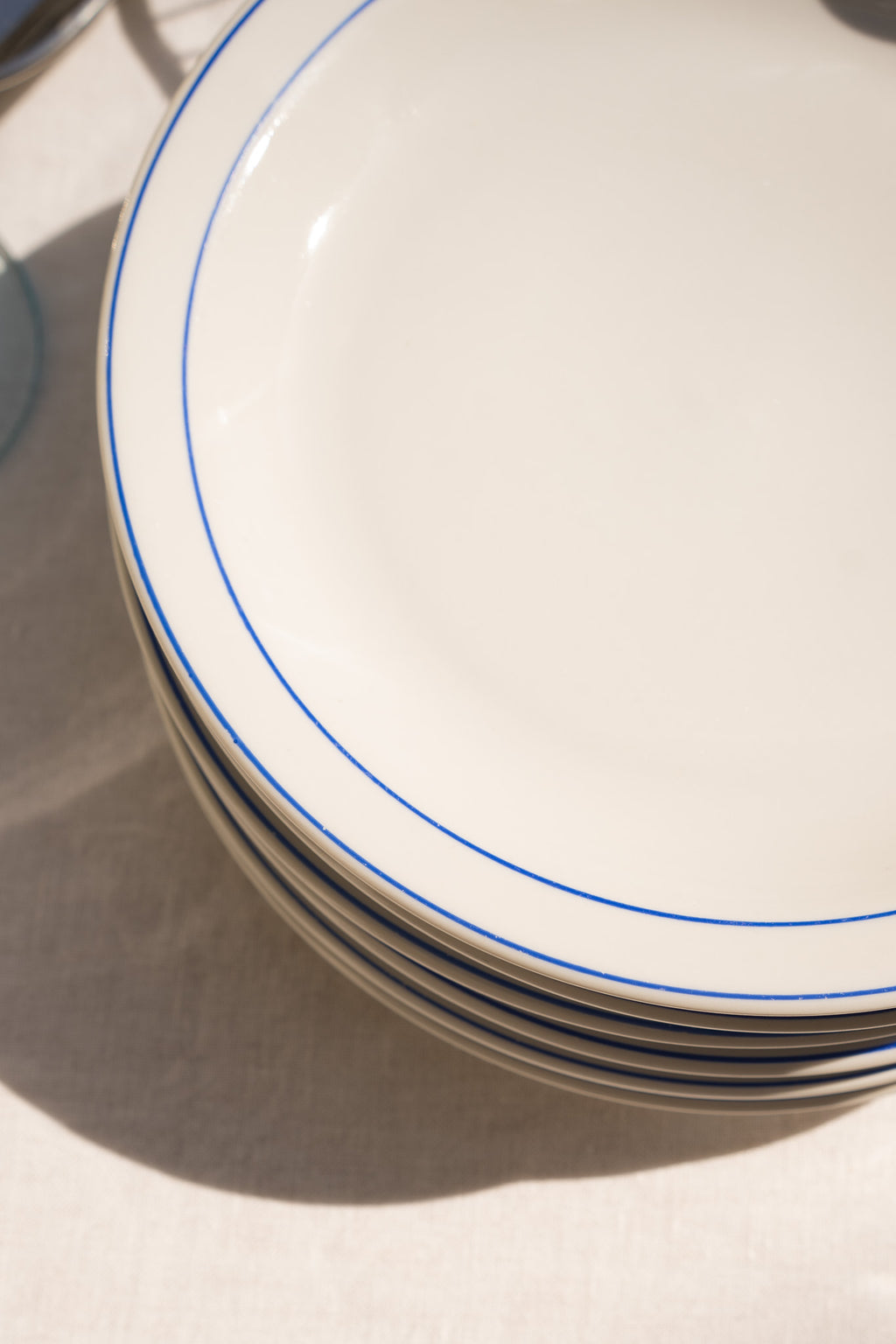 Set van 6 ontbijtborden & blauwe rand
