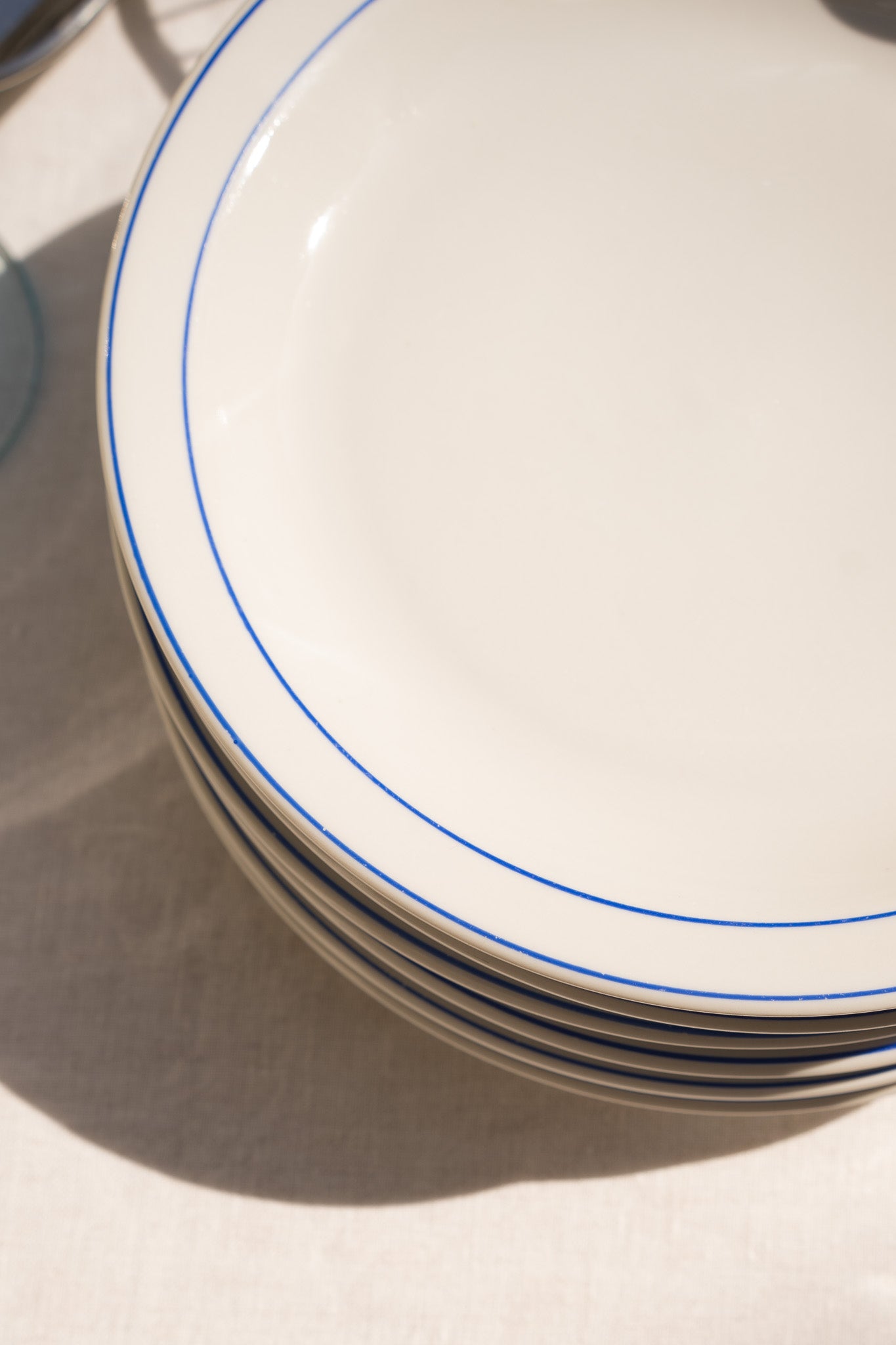 Set van 6 ontbijtborden & blauwe rand