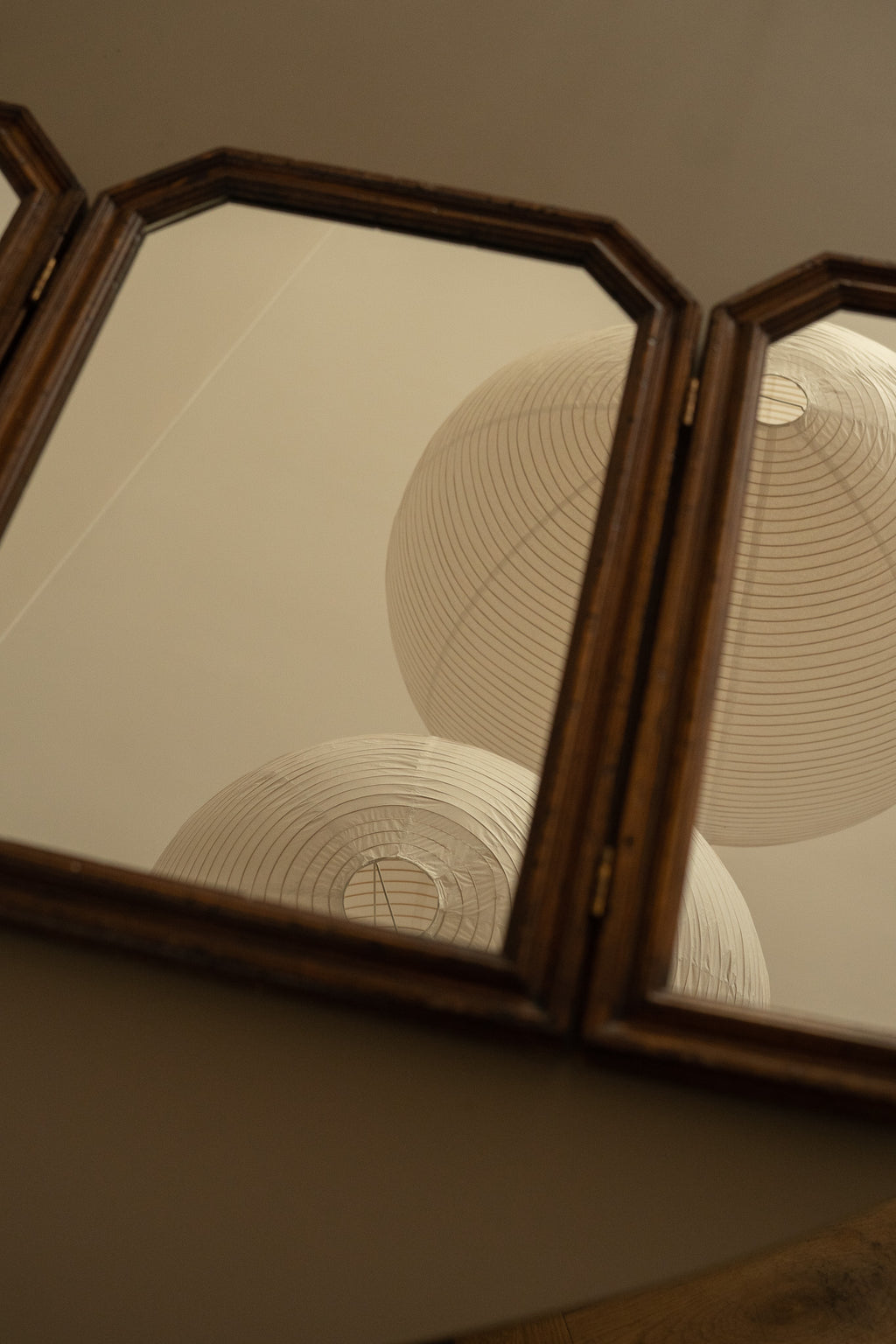 Vintage houten drieluik spiegel