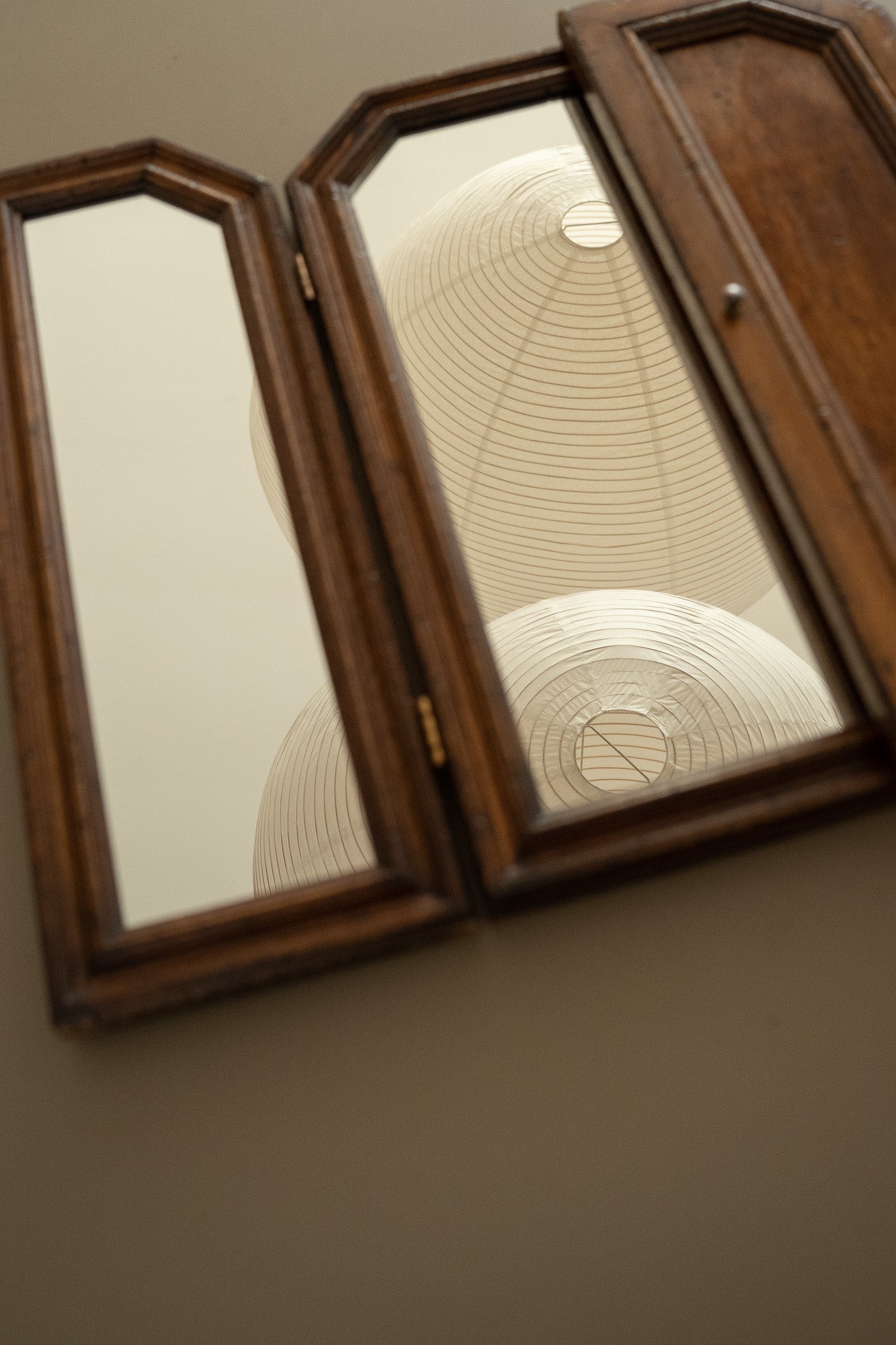 Vintage houten drieluik spiegel