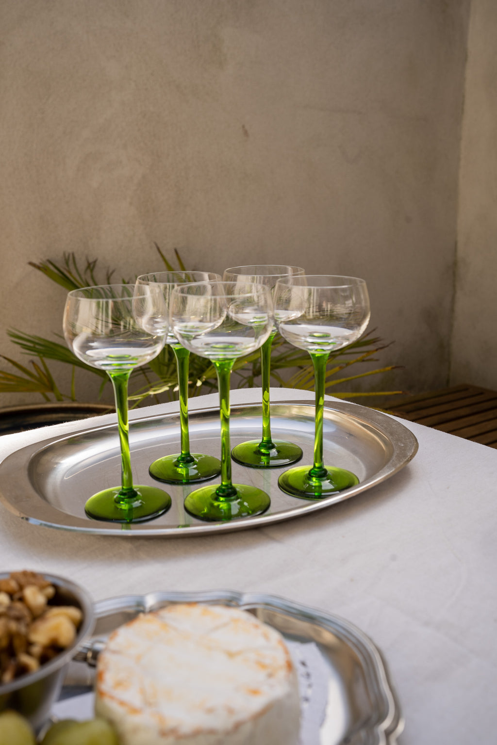 5 groene likeurglazen