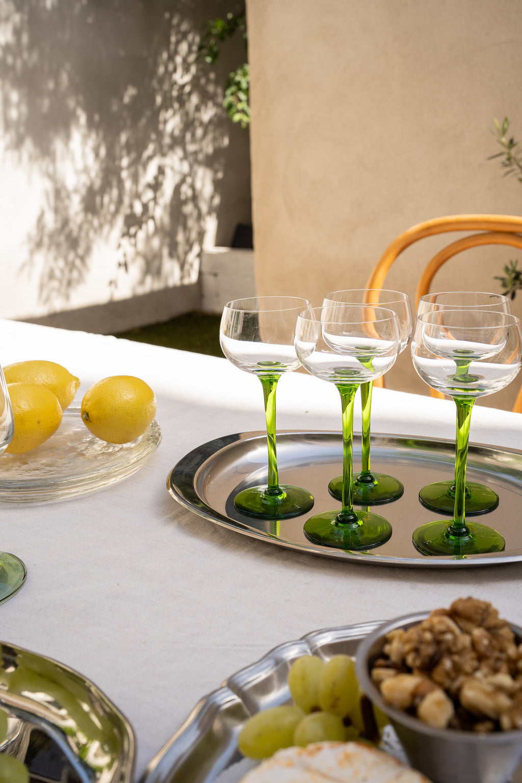 5 groene likeurglazen