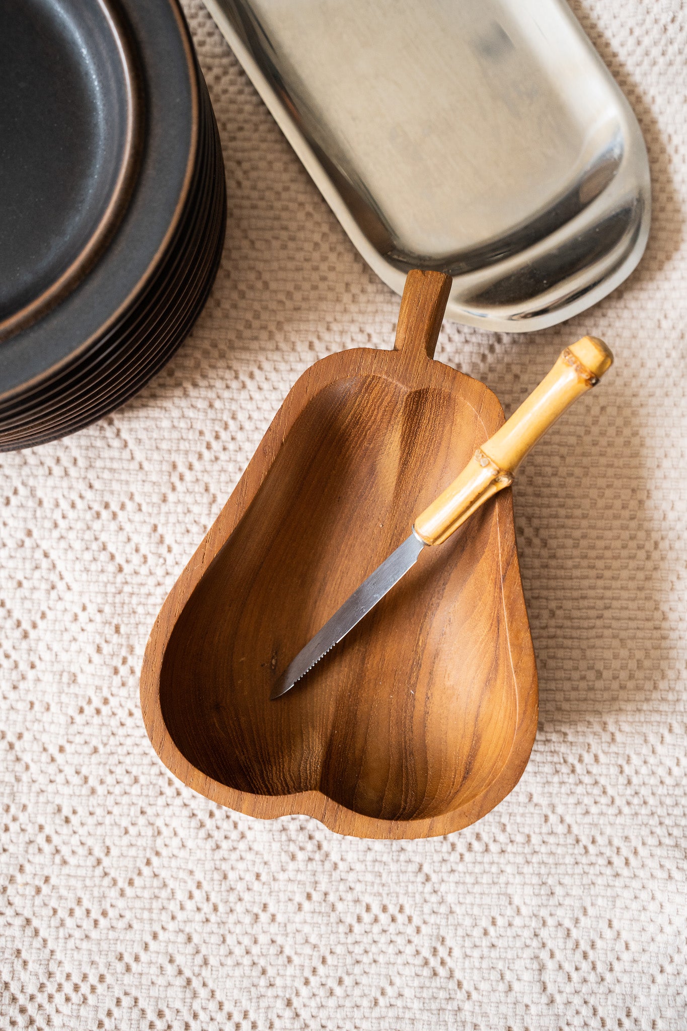 Houten schaaltje appel & peer
