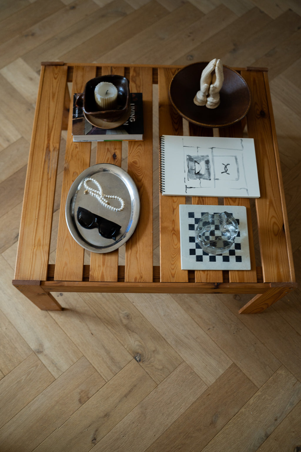 Vintage Grenen Salontafel 1970s