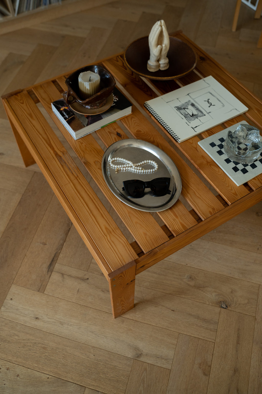 Vintage Grenen Salontafel 1970s
