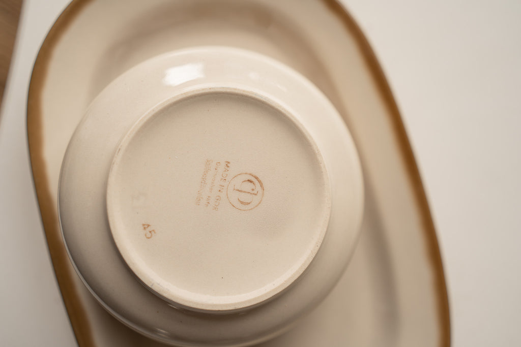 Beige set met schaal & kom