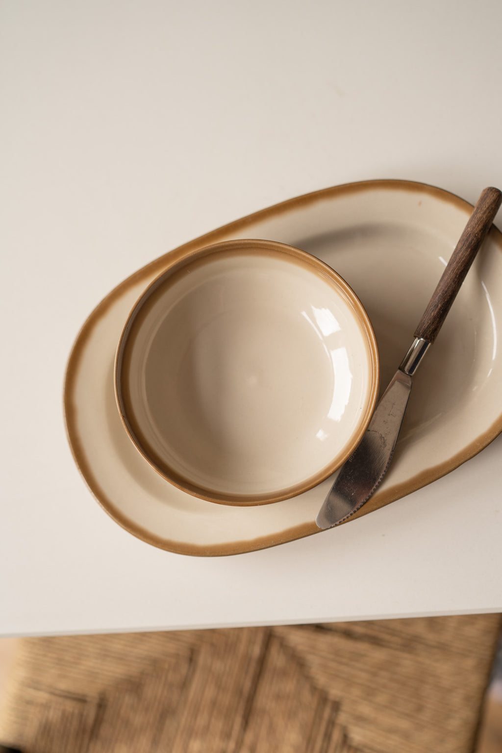 Beige set met schaal & kom