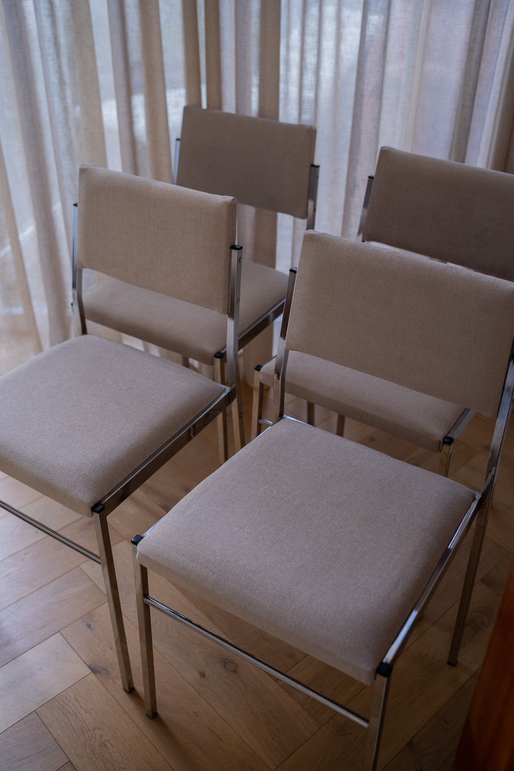 4 Vintage chroom eetkamerstoelen 1980’s