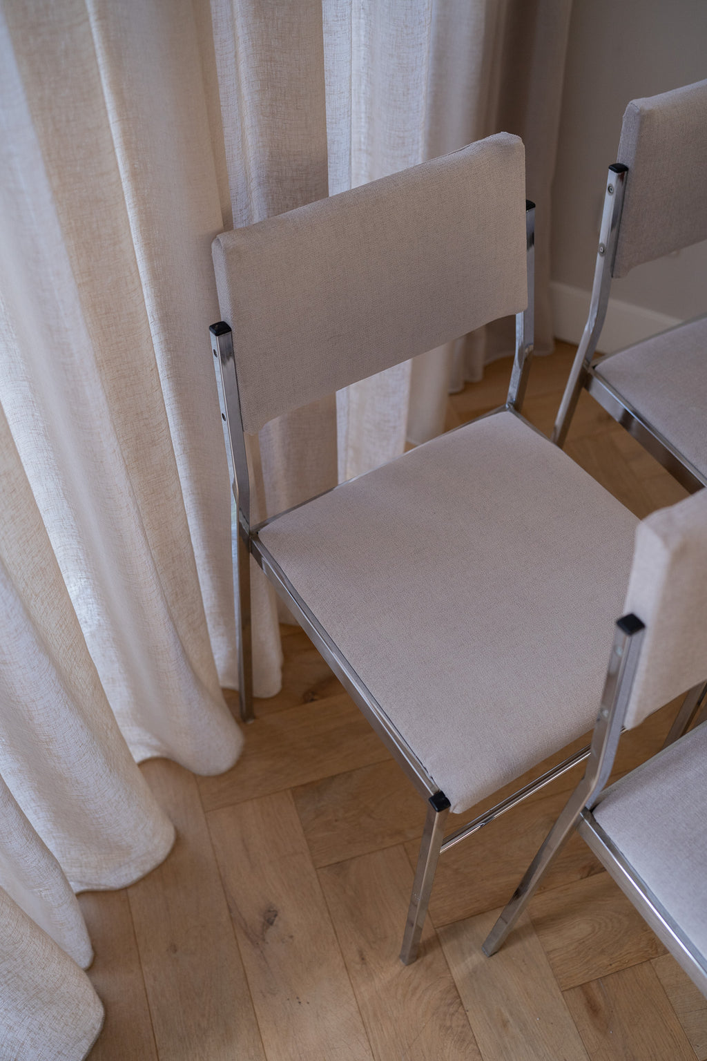 4 Vintage chroom eetkamerstoelen 1980’s