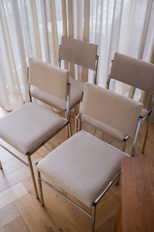 4 Vintage chroom eetkamerstoelen 1980’s