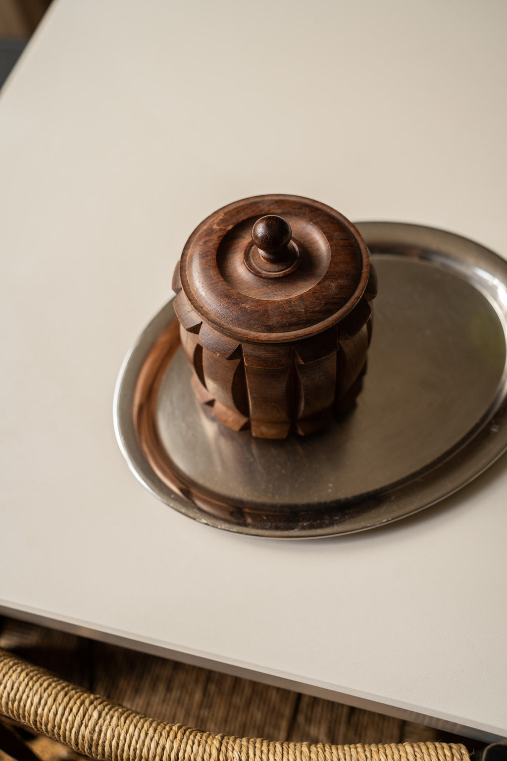 Houten pot met deksel