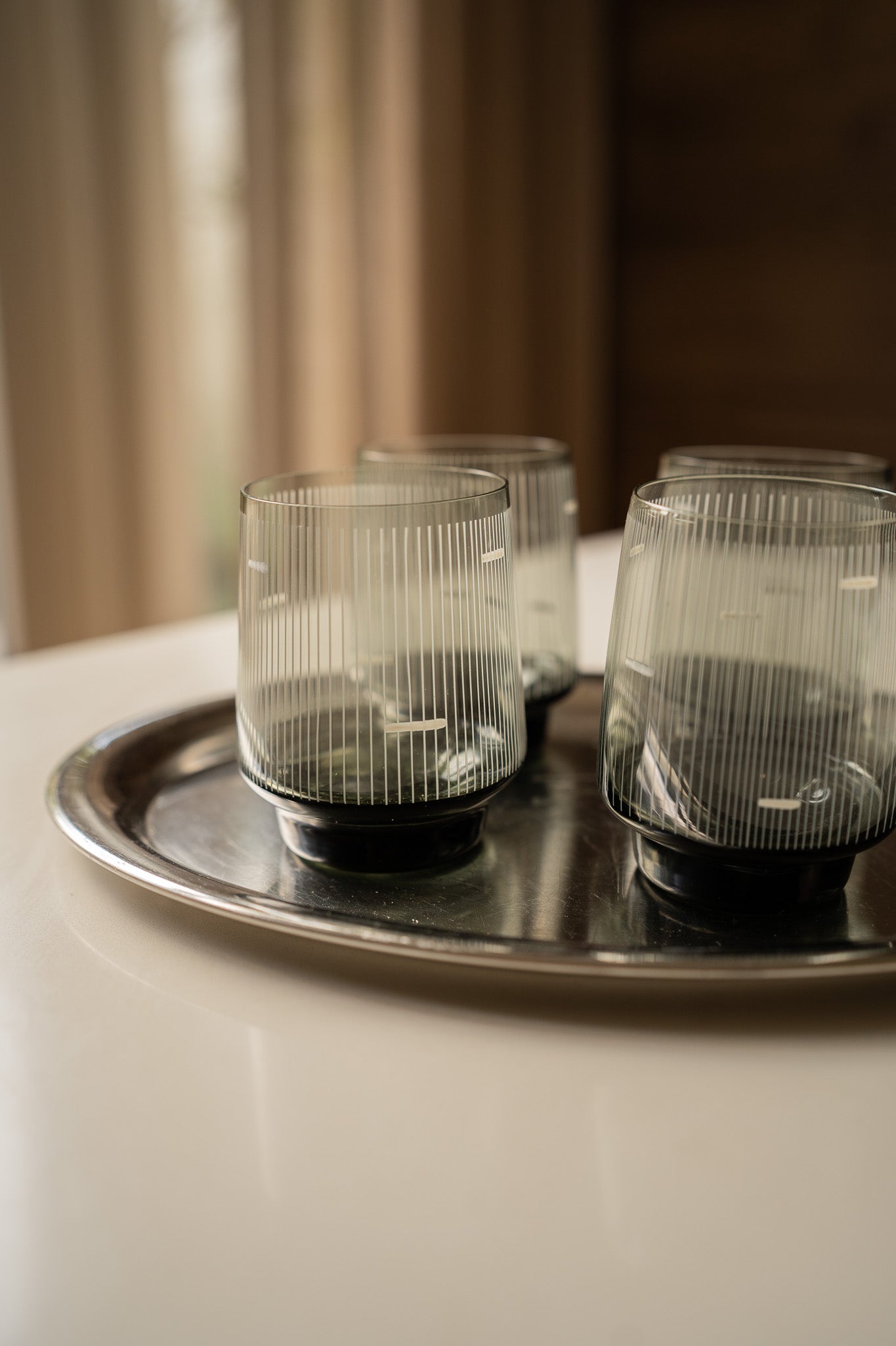 Set van 4 waterglazen rookglas