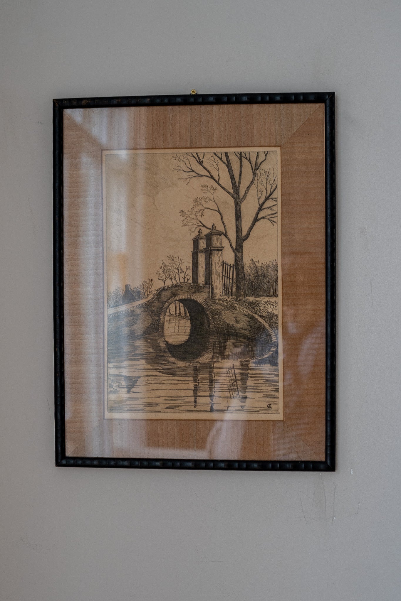 Zwarte bamboe lijst met schets