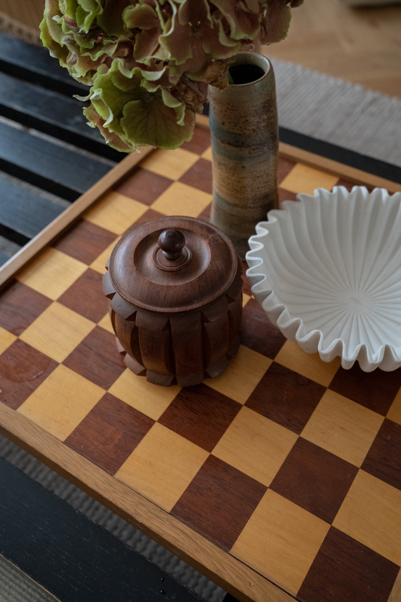 Houten pot met deksel
