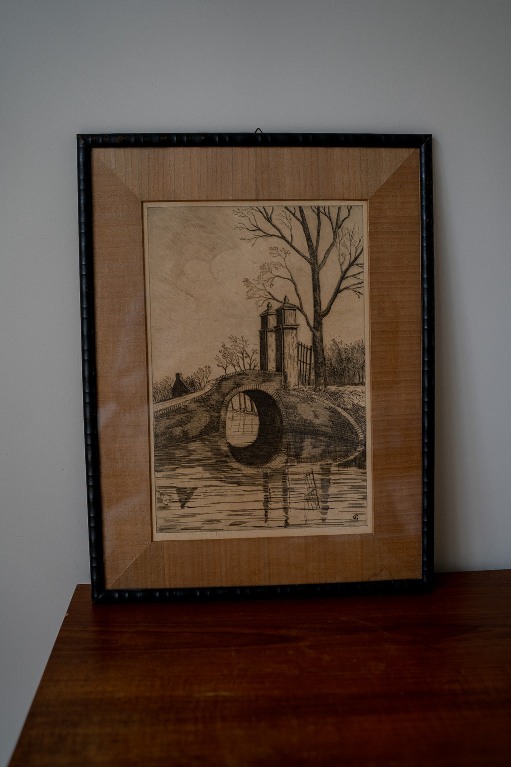 Zwarte bamboe lijst met schets