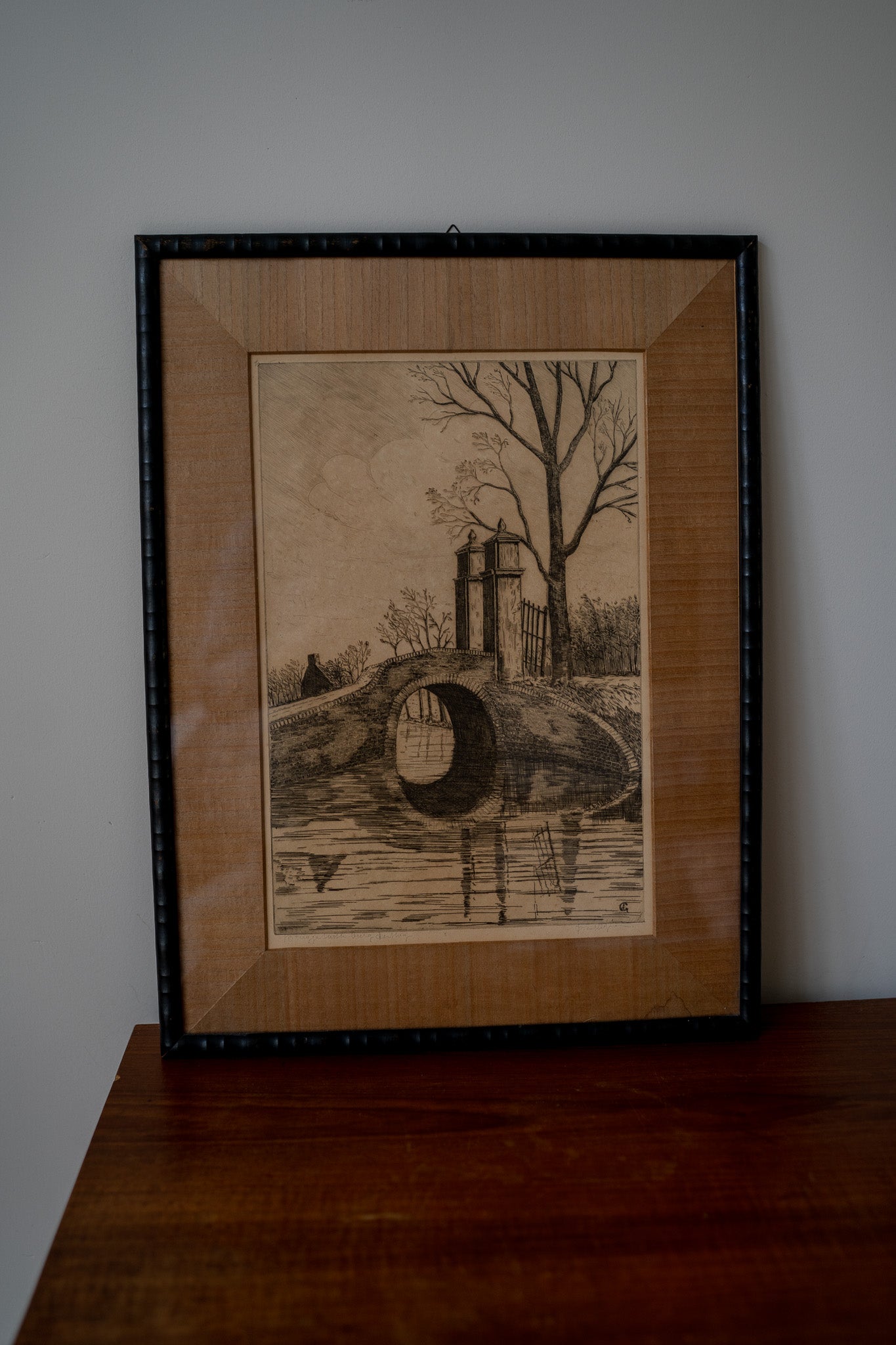 Zwarte bamboe lijst met schets